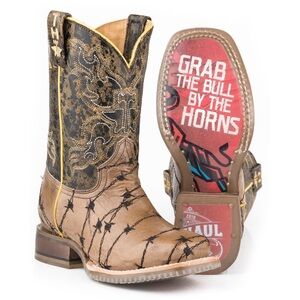 10c Toddler Tin Haul Brown and Black Embroidered Western Boots